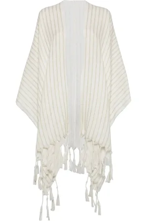 Brunello Cucinelli Capes, female, , Size: ONE SIZE Tassel Detail Draped Long Sleeves