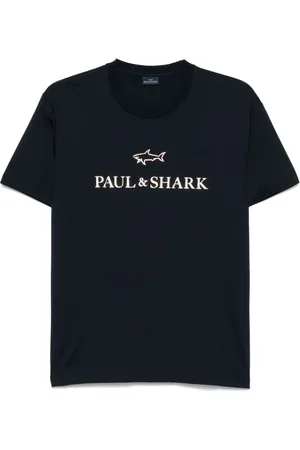 Paul & Shark T-Shirts, male, , Size: XL Navy Shark Print Crew Neck