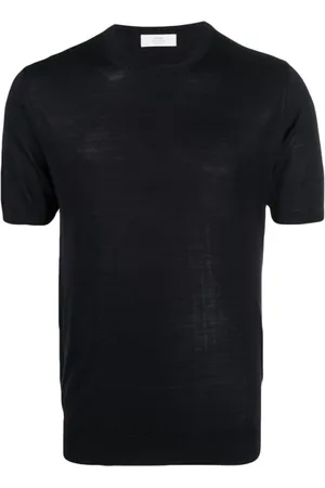 Mauro Ottaviani T-Shirts, male, , Size: 3XL Navy Silk Round-Neck T-Shirt