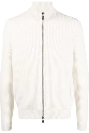 FEDELI Zip-throughs, male, , Size: 3XL Ribbed Cashmere Cardigan