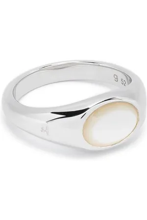 TOM WOOD Rings, male, , Size: 56 MM Silver-tone Pearl Detail Slip-On Jewellery