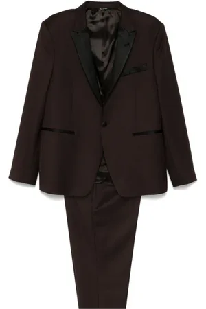 REVERES 1949 Single Breasted Suits, male, , Size: XL Coffee Twill Weave Blazer Suit