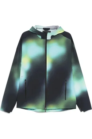 Y-3 Light Jackets, male, , Size: L Turquoise Blue-Green Hooded Jacket Tulle