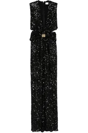 Elisabetta Franchi Party Dresses, female, , Size: XS V-Neck Sleeveless Dress with Cut-Out Detailing