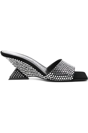 The Attico Heeled Mules, female, , Size: 6 US Crystal Embellished Wedge Sandals