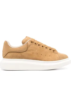 Alexander McQueen Sneakers, male, , Size: 7 US Beige Lace-Up Sneaker with Branded Details