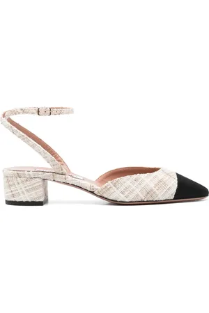 Aquazzura Pumps, female, , Size: 11 US White Buckle Ankle Strap Leather Shoes