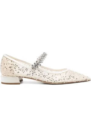 Jimmy Choo Ballerinas, female, , Size: 7 1/2 US Elasticated Strap Leather Shoes