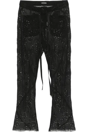 ANN DEMEULEMEESTER Cropped Trousers, female, , Size: S Drawstring Waist Button-Up Pants
