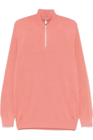 Brunello Cucinelli Turtlenecks, male, , Size: L Peach Zip Sweater