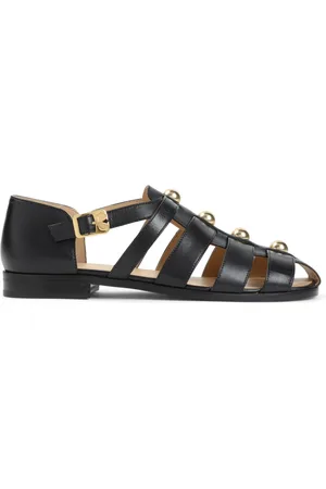 VALENTINO GARAVANI Flat Sandals, male, , Size: 10 1/2 US Leather Sandals for Men