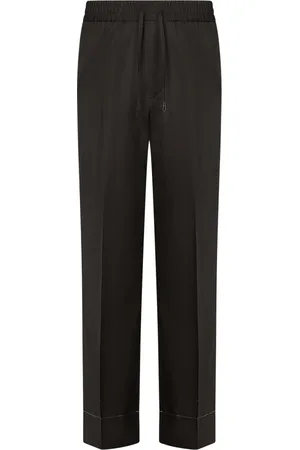 BRIONI Straight Trousers, male, , Size: 2XL Wool Trousers with Elasticated Waist