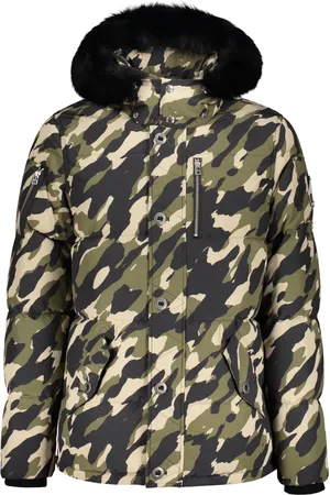 Moose Knuckles Down Jackets, male, , Size: 2XL Camouflage Fox Fur Hooded Down Jacket