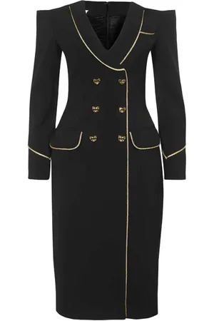 Moschino Midi Dresses, female, , Size: XS Gold Trim Blazer Dress