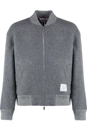 Thom Browne Bomber Jackets, male, , Size: M Wool Bomber Jacket with Ribbed Edges