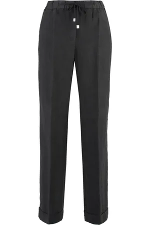 PESERICO SIGN Sweatpants, female, , Size: XS Linen Trousers with Cuffed Hem