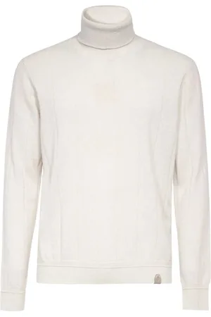 BRIONI Turtlenecks, male, , Size: 2XL Cashmere Turtleneck Sweater with Leather Inserts