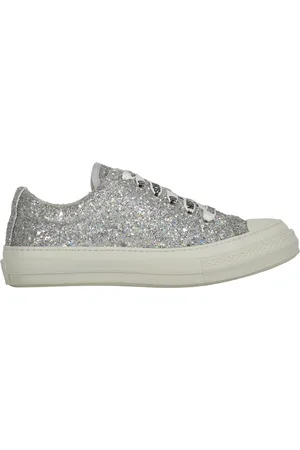 Moschino Sneakers, female, , Size: 5 US Glitter Low-Top Sneakers with Logo Print