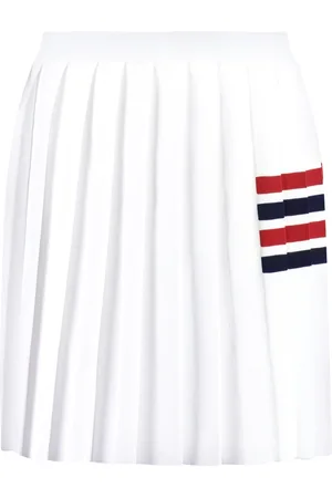 Thom Browne Short Skirts, female, , Size: 2XS Pleated Knitted Skirt with Tricolor Detail
