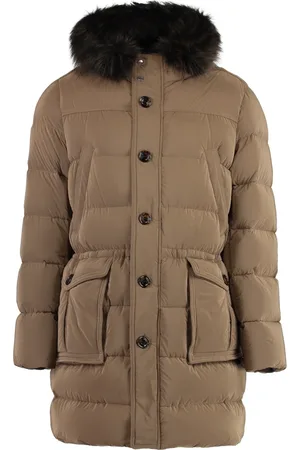MOORER Down Jackets, male, , Size: M Hooded Parka with Goose Down Padding