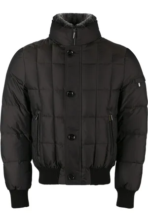 MOORER Down Jackets, male, , Size: M Padded Bomber Jacket with Fur Collar