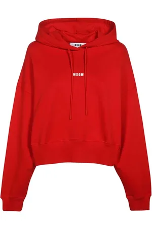Msgm Hoodies, female, , Size: S Cotton Hoodie with Logo Print