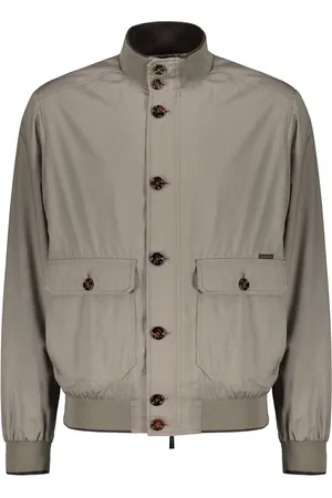 MOORER Bomber Jackets, male, , Size: L Wool Blend Bomber Jacket with Horn Buttons