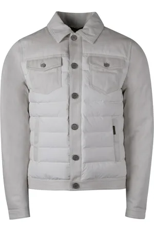 MOORER Down Jackets, male, , Size: M Denim Jacket with Goose Down Padding