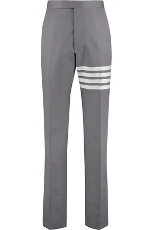 Thom Browne Straight Trousers, male, , Size: L Tailored Trousers with Tricolor Detail