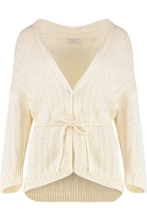 PESERICO SIGN Cardigans, female, , Size: S Sequin Embellished Cotton Cardigan with Belt