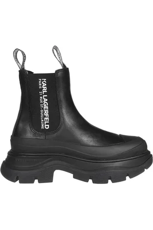Karl Lagerfeld Chelsea Boots, female, , Size: 10 US Printed Logo Leather Ankle Boots