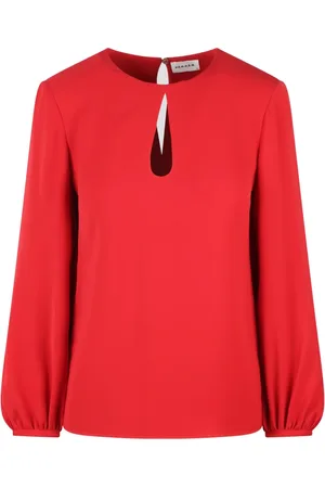 P.A.R.O.S.H. Blouses, female, , Size: XS Twill Poker Blouse with Keyhole Neckline