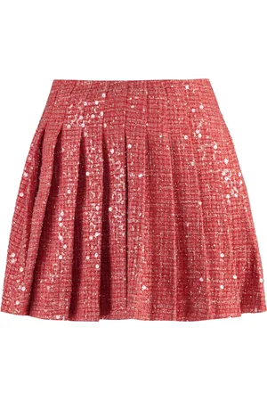 Self-Portrait Short Skirts, female, , Size: S Sequin Pleated Skirt