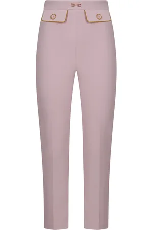 Elisabetta Franchi Straight Trousers, female, , Size: S Contrasting trimmings Crêpe Trousers