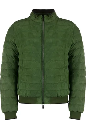 MOORER Down Jackets, male, , Size: XL Goose Down Bomber Jacket with Leather