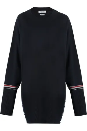 Thom Browne Round-neck Knitwear, female, , Size: S Striped Merino Wool Sweater