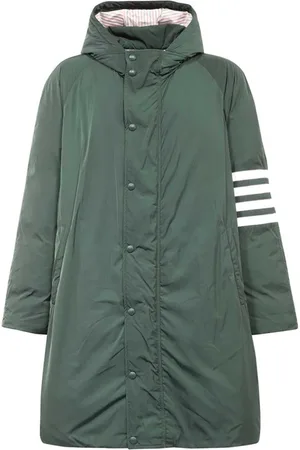 Thom Browne Parkas, male, , Size: XL Technical Fabric Parka with Striped Detail