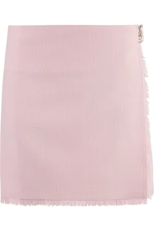 Burberry Short Skirts, female, , Size: XS Frayed Hem Wrap Skirt with Buckle