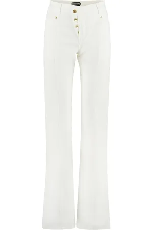 Tom Ford Flared Jeans, female, , Size: W27 Asymmetric closure jeans with metal buttons