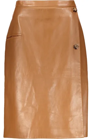 Burberry Leather Skirts, female, , Size: M Leather Skirt with Faux Pocket and Back Slit
