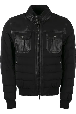 MOORER Down Jackets, male, , Size: M Padded Bomber Jacket with Leather Inserts