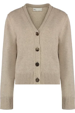 Tory Burch Cardigans, female, , Size: S Ribbed Knit Wool Cardigan