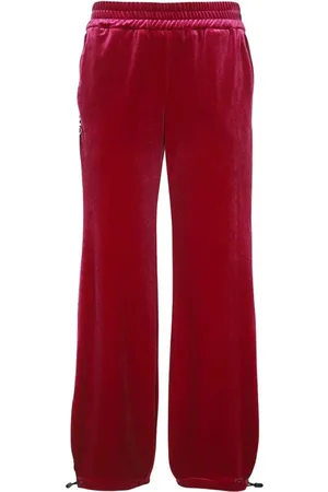 VERSACE Sweatpants, female, , Size: XS Velvet Trousers with Elastic Waistband