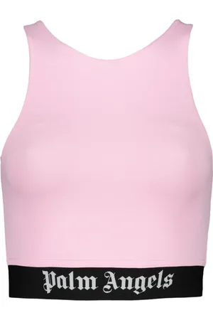 Palm Angels Sleeveless Tops, female, , Size: S Logoed Crop-top Elastic Waistband