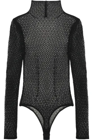 Khaite Body, female, , Size: S Lace Bodysuit with Stand-Up Collar