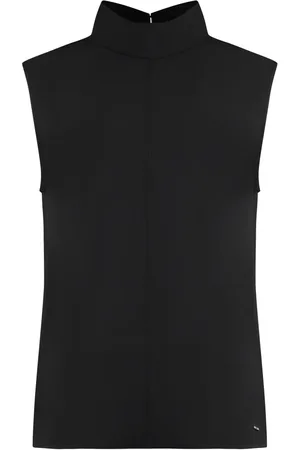 Calvin Klein Sleeveless Tops, female, , Size: L Crepe Blouse with Side Slits