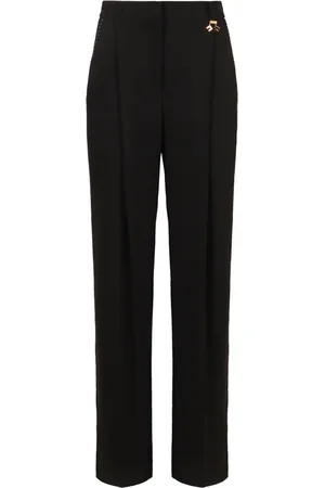 Elisabetta Franchi Straight Trousers, female, , Size: L Crepe Trousers with Back Welt Pockets