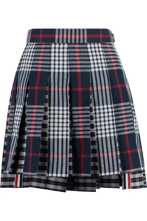Thom Browne Short Skirts, female, , Size: XS Pleated Mini Skirt with Check Motif
