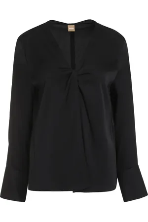 HUGO BOSS Blouses, female, , Size: XS Silk Blouse with Knot Front Detail