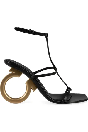 Salvatore Ferragamo High Heel Sandals, female, , Size: 7 1/2 US Leather Sculptured Heel Sandals